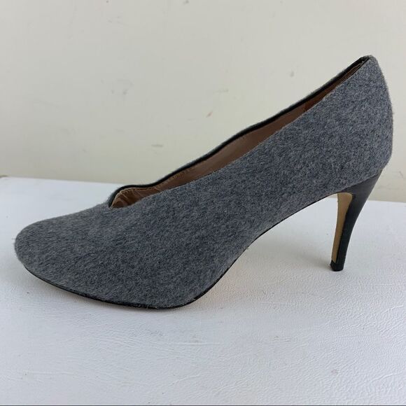 Anthropologie Plenty by Tracy Reese‎ Gray Flannel Heels Sz 6 Stiletto Heel - Picture 2 of 15